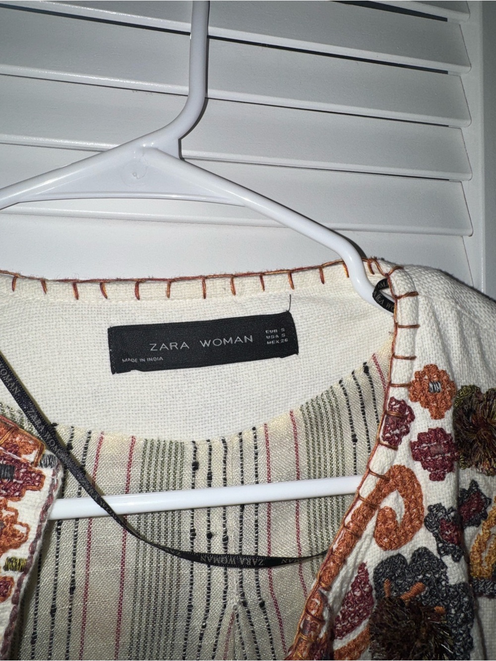 ZARA Embroidered Boho Women's Jacket - Cream size S - Picture 2 of 6